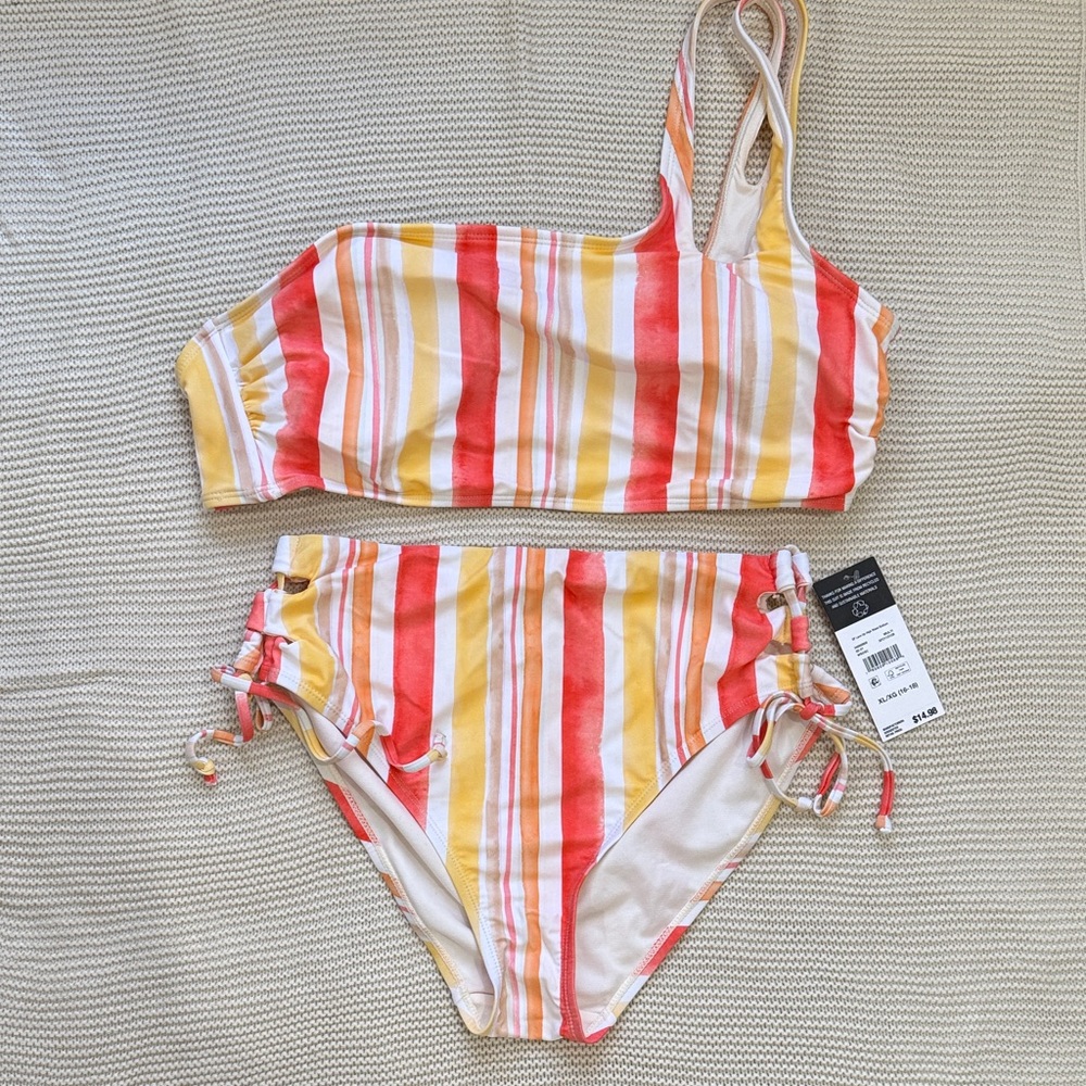 Sandflower Striped Bikini - Red, Yellow, White